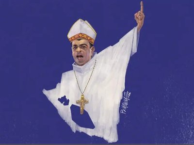 Rolando Álvarez nicaraguai püspök egy plakáton Fotó: Faceboook