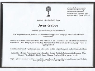 Avar-Gabor-bucsuistentisztelet