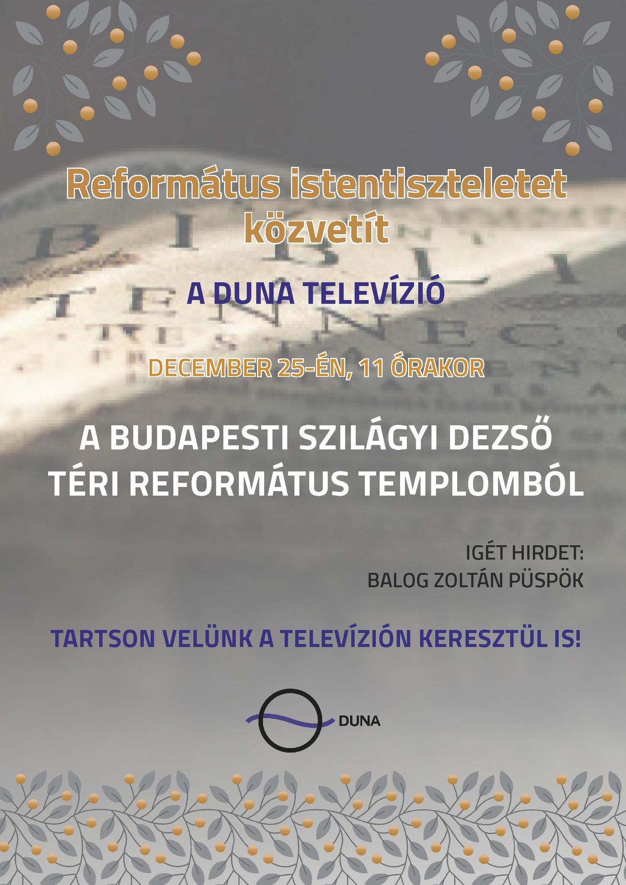DunaTV istentisztelet 2023. december 25. plakát