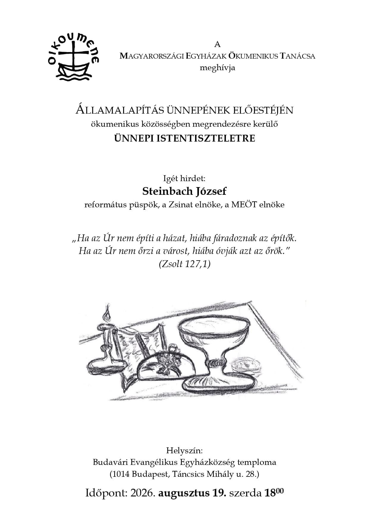 MEÖT istentisztelet meghívó 2026.08.19.