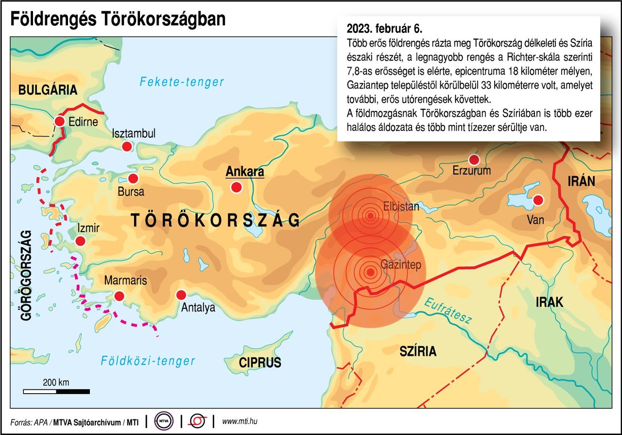 Török földrengés 2023. február 6. Forrás: APA/MTVA Sajtóarchívum/MTI