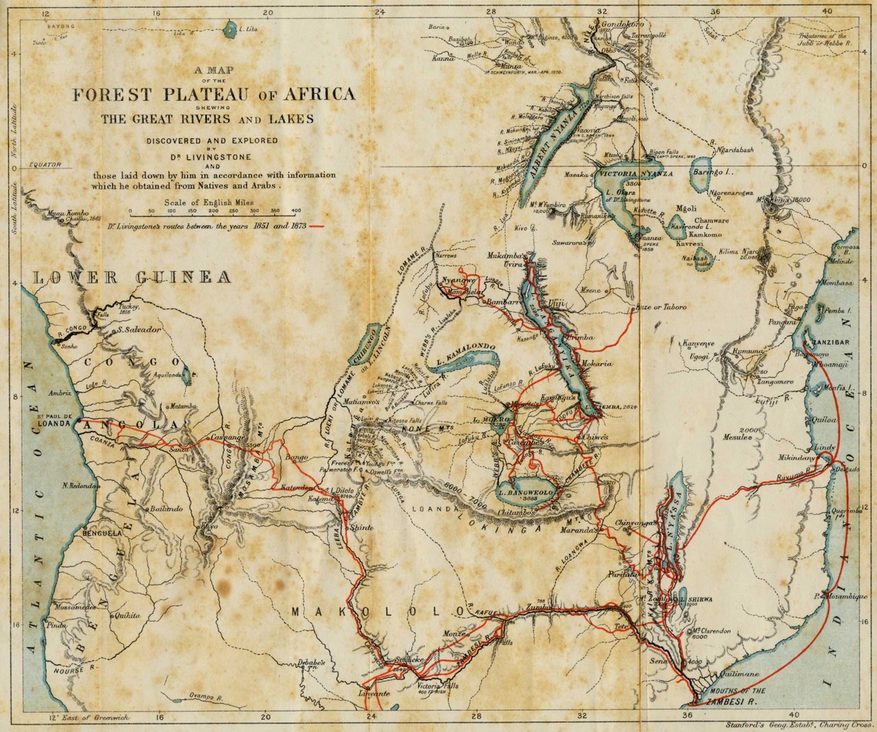Livingstone expedíciói - Forrás: Wikipedia