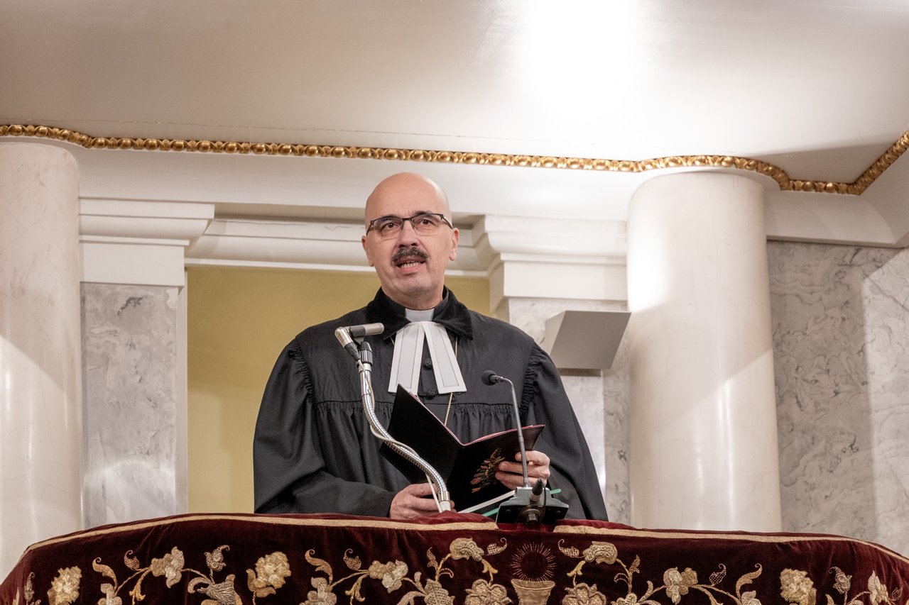 Ökumenikus imahét nyitóistentisztelet, Kálvin tér 2026, Kondor Péter ev. püspök (f.Bazánth Ivola)