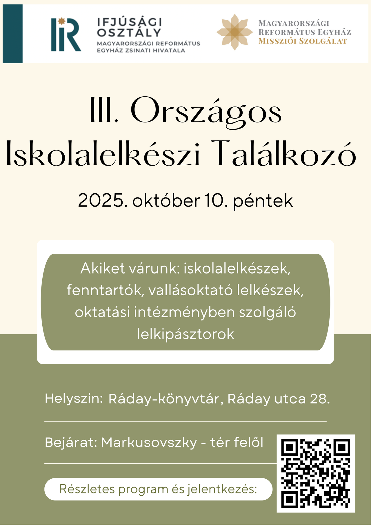 Országos Iskolalelkészi Találkozó plakát 2025