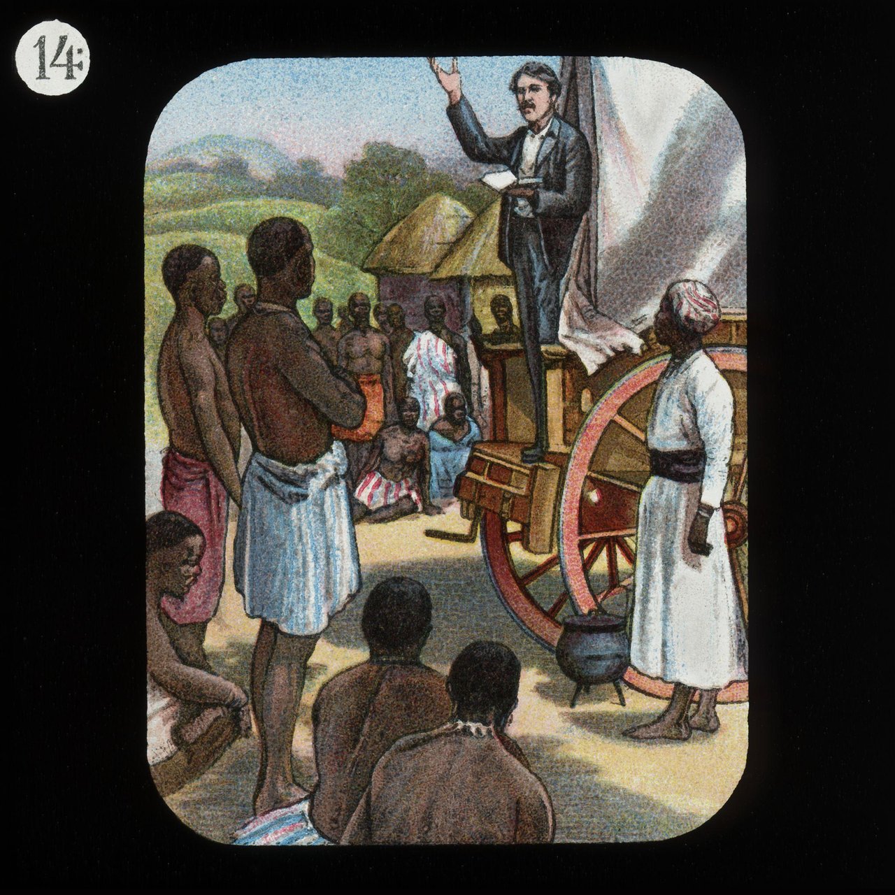 Preaching from a Wagon (David Livingstone) Forrás: Wikipedia / The London Missionary Society