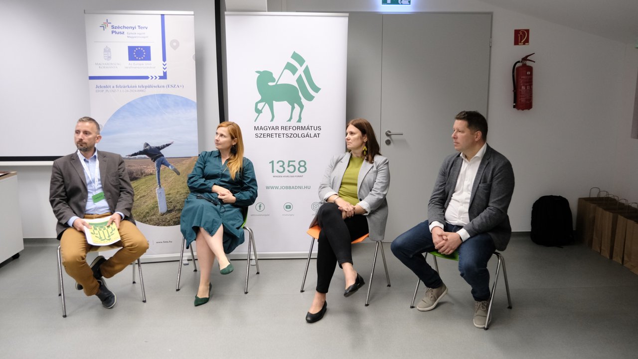 Kerekasztal (Sotkó Levente Attila, Böröcz Lívia, Sohajdáné Samu Zsuzsanna, Juhász Márton) FETE konferencia, Bp, Károli XIII. kerület, 2025. szeptember 25. - Fotó: MRSZ
