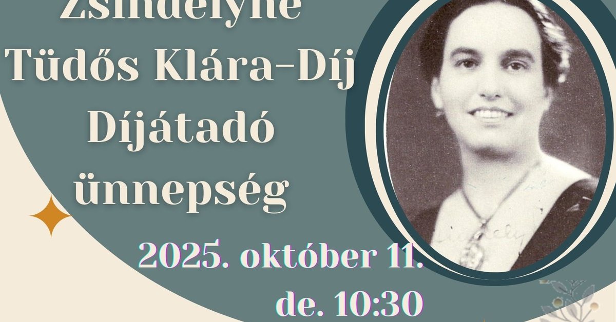 Átadják a Zsindelyné Tüdős Klára-díjat