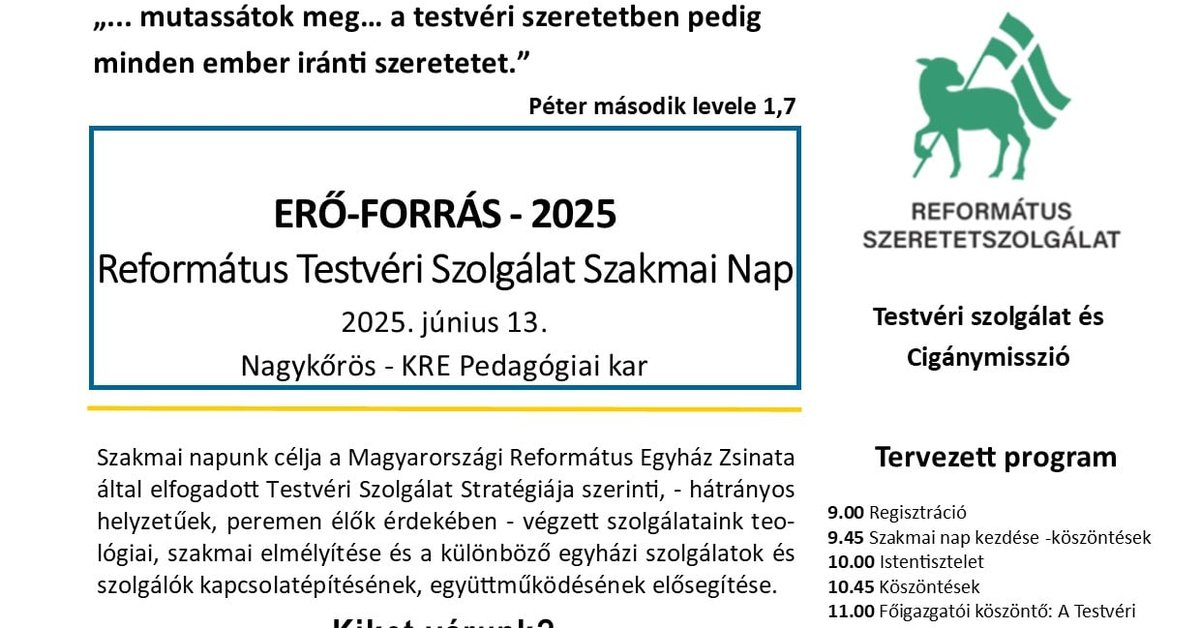 Erő-forrás – a Református Szeretetszolgálat szakmai napja