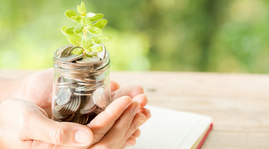 woman-hand-holding-plant-growing-from-coins-bottle